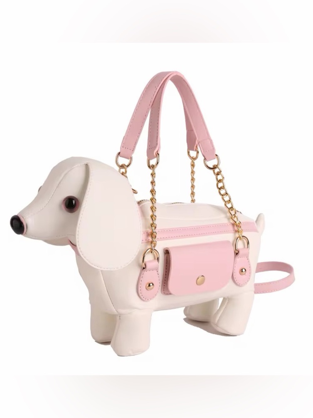 Novelty Pink & Cream Dog-Shaped Shoulder Bag